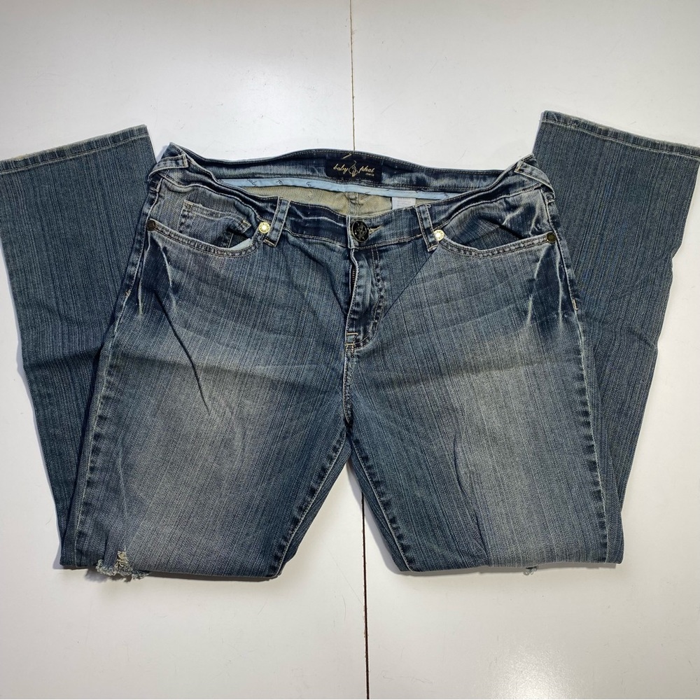 Baby Phat Vintage Y2K Retro Embroidered Pocket &Button Distressed Cotton Jean 13